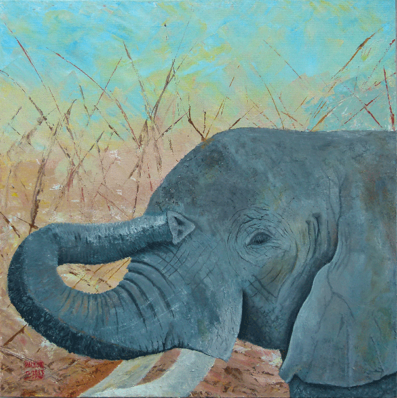 Schilderij olifant Namibie