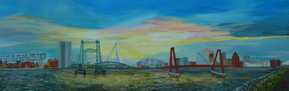 Schilderij Skyline Rotterdam