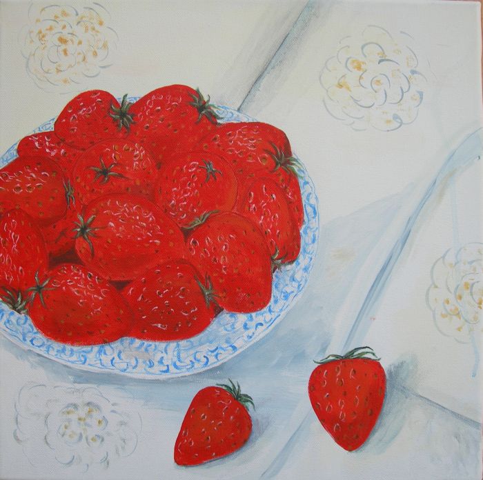 Schilderij aardbeien